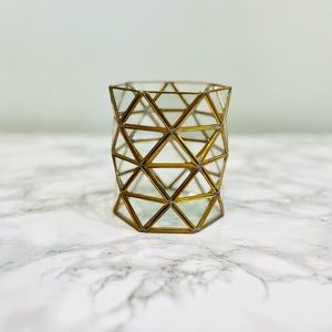 NWT Small Gold Geometric Glass Hurricane (2 available)